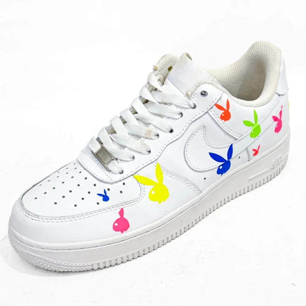Nike Air Force 1 Custom Rainbow PLAYBOY Low White M 7/W 8.5